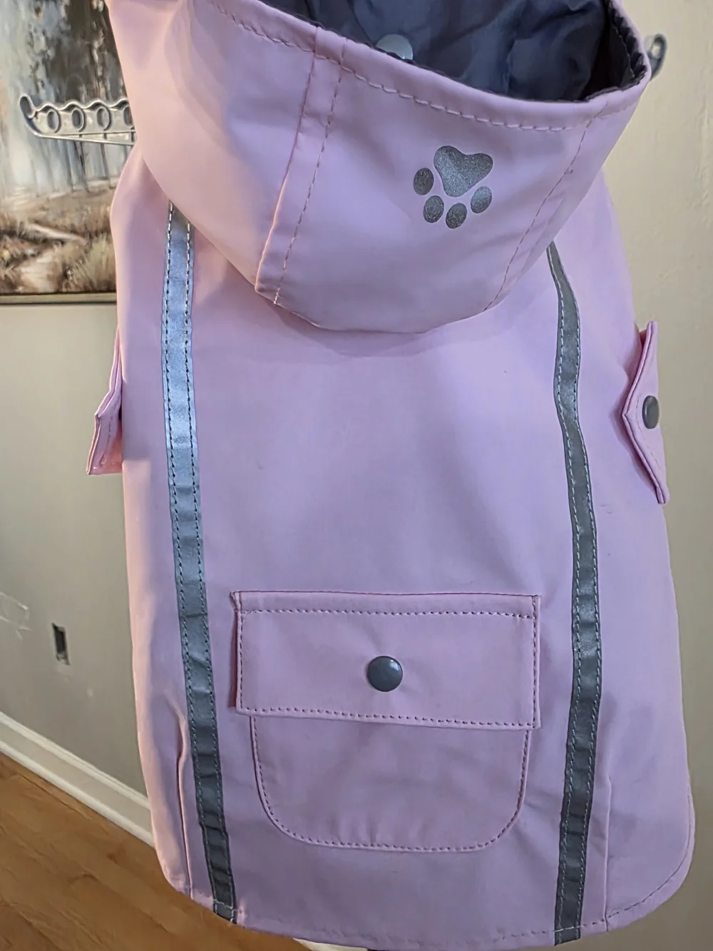 Hooded Dog Raincoat with Reflective Trim